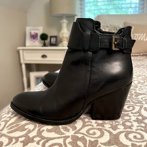 SAM EDELMAN Womens Melody Black Leather Booties 6.5